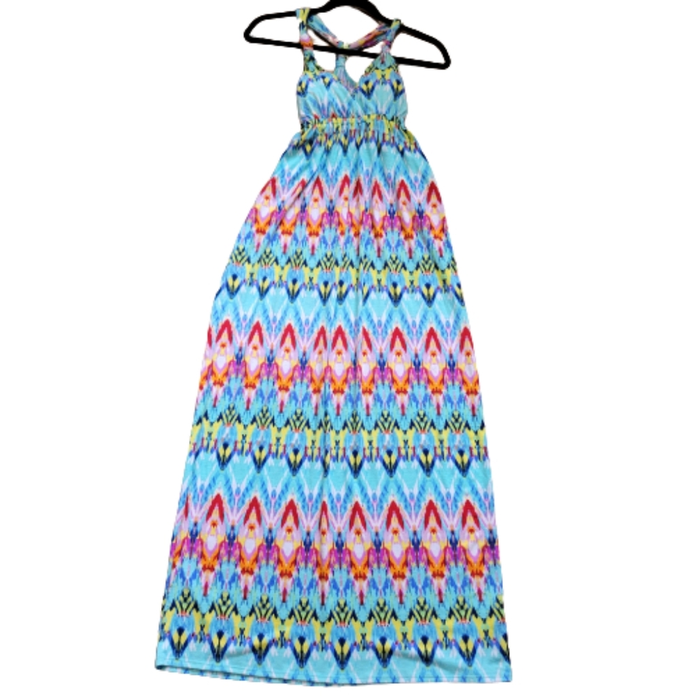 Pink Rose Racer Back Maxi Dress Women's Size Small